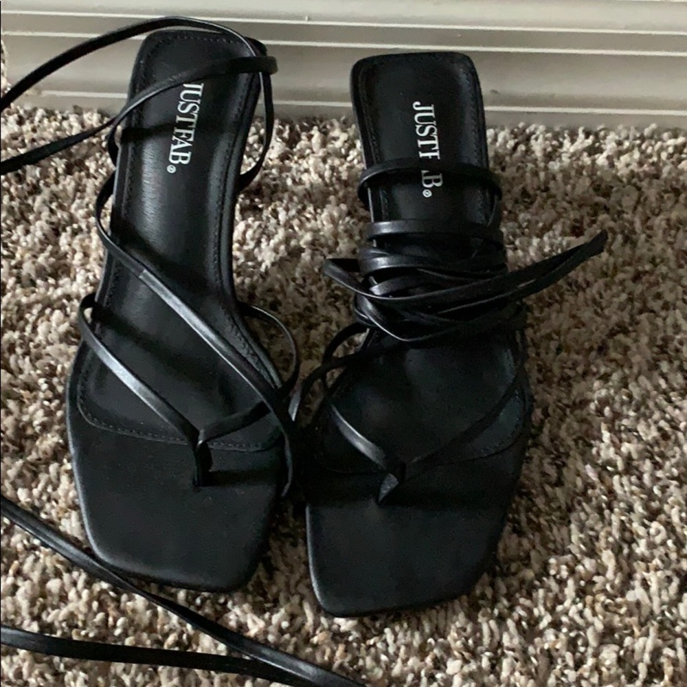 Laced up sandal heel